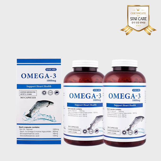 오메가 3 1000mg 365정 x 2개 - Omega 3 필수 지방산, 천연 어유 함유 (EPA&amp;DHA)